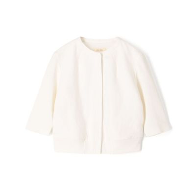 リネンファブリックコンビ ショートニットジャケット | maison