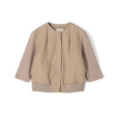 リネンファブリックコンビ ショートニットジャケット | maison