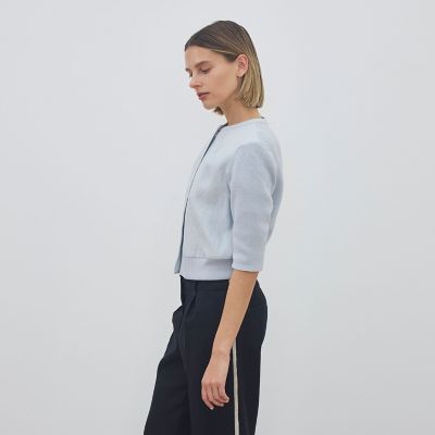 リネンファブリックコンビ ショートニットジャケット | maison