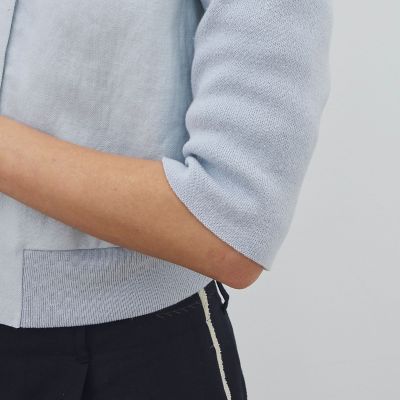 リネンファブリックコンビ ショートニットジャケット | maison