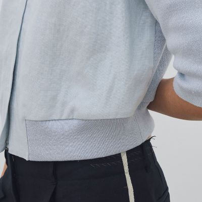 リネンファブリックコンビ ショートニットジャケット | maison