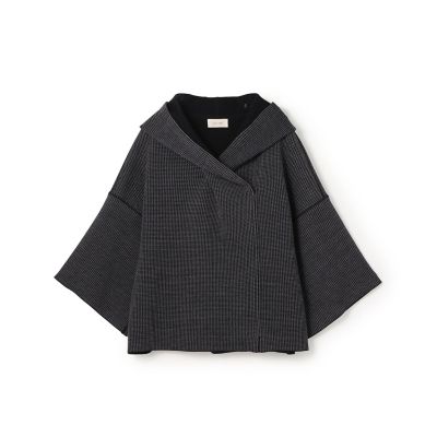 ハウンドトゥースジャカード フーディーニットジャケット | maison