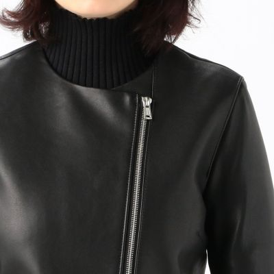 ラムレザー　ノーカラージャケット