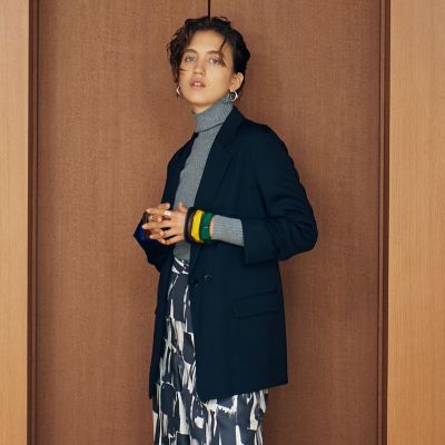 キュプラレーヨン　ダブルブレストジャケット