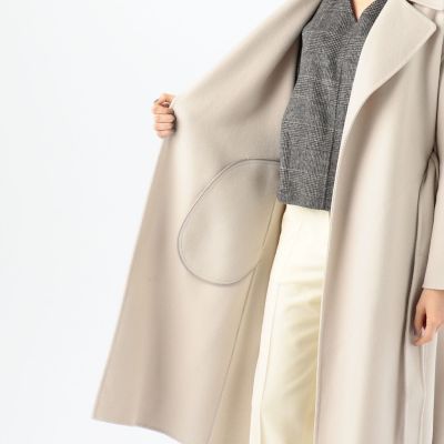 ダブルフェイスメルトン　ベルテッドガウンコート