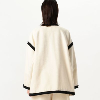 DES PRES コットンナイロンツイード ノーカラーショートコート コットンナイロンツイード ノーカラーショートコート | maison