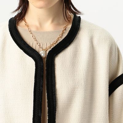 コットンナイロンツイード ノーカラーショートコート | maison