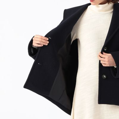 ウールダブルモッサ フーデッドショートコート | maison TOMORROWLAND