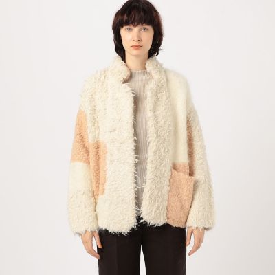 ＜maison TOMORROWLAND＞ミックスファーハンドニットパネルコンビ　ショートコート