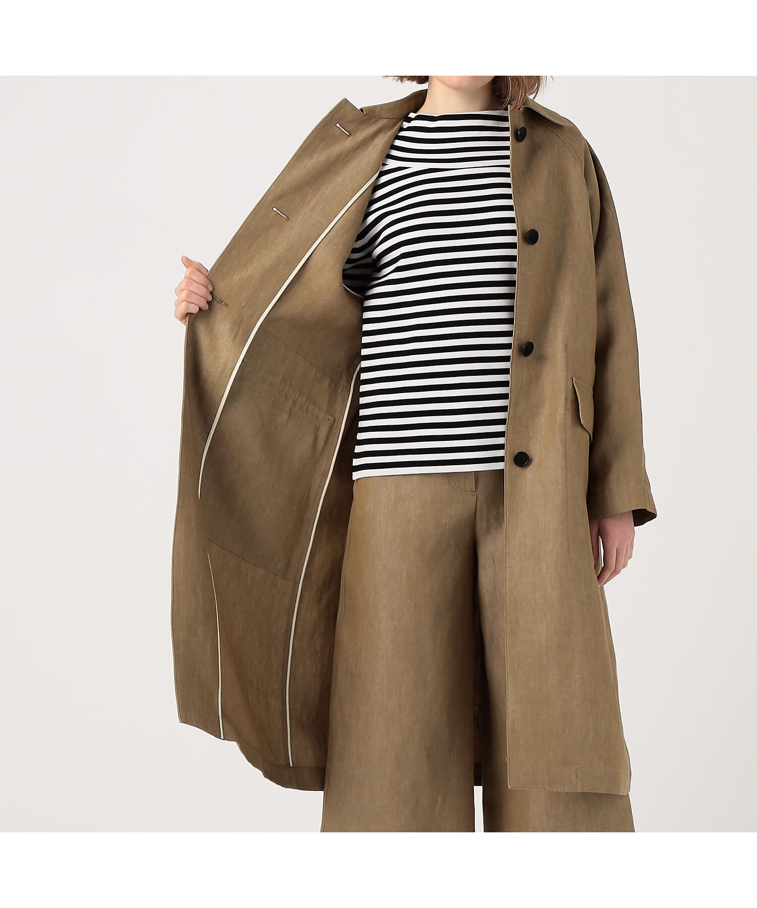 リネンオックスフォード ステンカラーコート | ファッション・服 