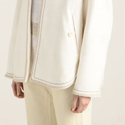 リサイクルコットンツイード ノーカラーショートコート | maison