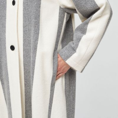 トゥモローランド DES PRES ナッピングウールストライプ ノーカラーコート ナッピングウールストライプ ノーカラーコート | maison