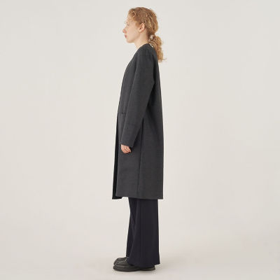 ニットコンビネーション ノーカラーストレートコート | maison