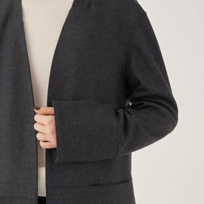 ニットコンビネーション ノーカラーストレートコート | maison