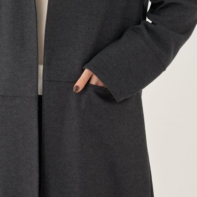 ニットコンビネーション ノーカラーストレートコート | maison