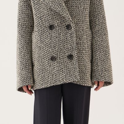 DES PRES バルキーツイード ビックカラーコート ブラック バルキーツイード ビックカラーコート | maison TOMORROWLAND/メゾン