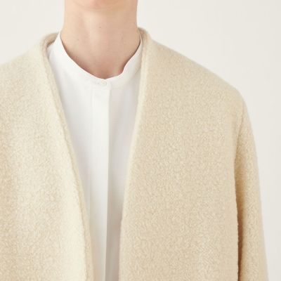 アルパカシルクカーリーニット ノーカラーコート | maison