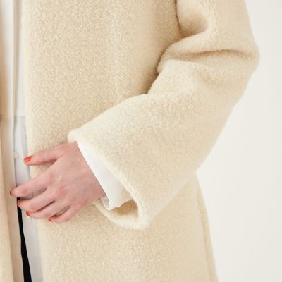 アルパカシルクカーリーニット ノーカラーコート | maison