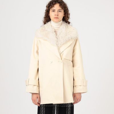 送料無料】コットンサテン ムートンカラーコート | maison