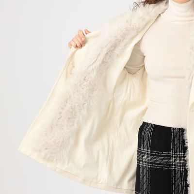 送料無料】コットンサテン ムートンカラーコート | maison