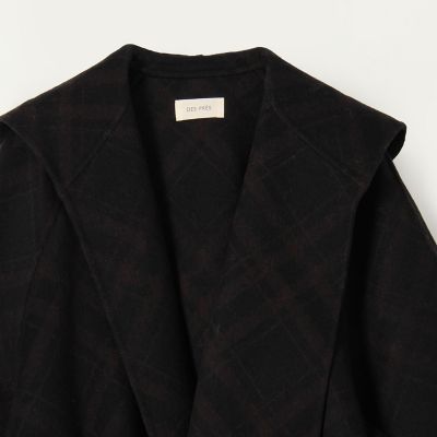 モアゾ ダブルフェイスツイードチェックコート セール】 ダブルフェイスチェックウールコート （その他アウター