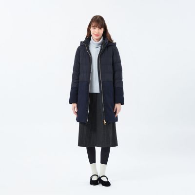 マッキントッシュフィロソフィー ウールライクツイル ダウンコート ロング 紺 コンビロングダウン | MACKINTOSH PHILOSOPHY (Women