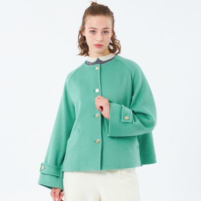 ＜MACKINTOSH PHILOSOPHY (Women)＞【ＷＥＬＢＵＲＹ　ＮＯ　ＣＯＬＬＡＲ　ＳＨＯＲＴ（ウェルベリーノーカラーショート）】ウールメルトン製