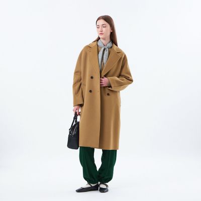 アンゴラ48%【HIS MISS】マキシ丈ダブルチェスターコート 日本製 茶XL LEE11月号／蛯原友里さん着用】【Horsley（ホースリー