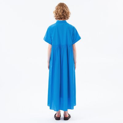 マッキントッシュフィロソフィーバンドカラー　ロングギャザーワンピース　ネイビーM サイドギャザーワンピース | MACKINTOSH PHILOSOPHY (Women