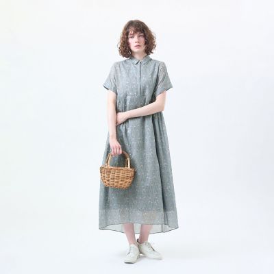 Snowblue Garden サイドギャザーワンピース