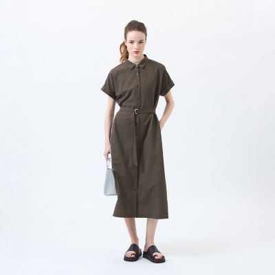【美品】マッキントッシュ　半袖ロングシャツワンピース　サッカー生地　Aライン　M サッカーシャツワンピース(ワンピース)｜MACKINTOSH PHILOSOPHY