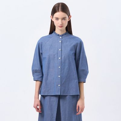 【マッキントッシュフィロソフィー】リネン混フリルカラーブラウス 36 ハケメコットンリネンフリルカラーブラウス | MACKINTOSH PHILOSOPHY