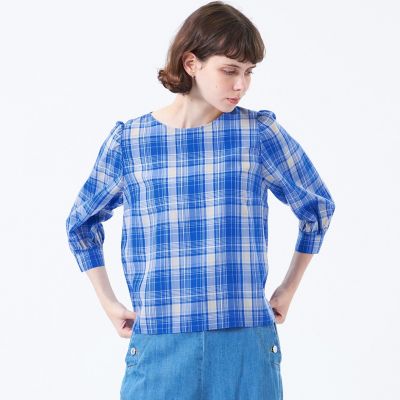 ＜MACKINTOSH PHILOSOPHY (Women)＞タータンチェックギャザースリーブブラウス
