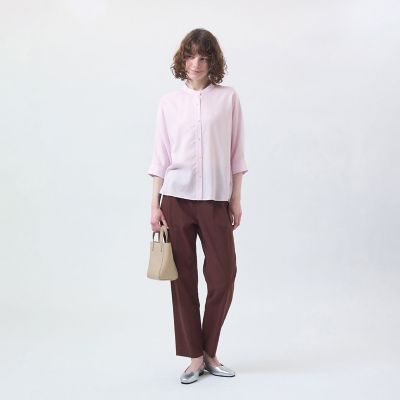 【マッキントッシュフィロソフィー】リネン混フリルカラーブラウス 36 リネンミックスバンドカラーブラウス | MACKINTOSH PHILOSOPHY (Women