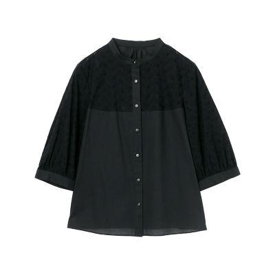 コットンシルク シャーリングラッフルスリーブブラウス | maison