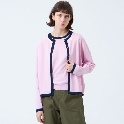 ＜MACKINTOSH PHILOSOPHY (Women)＞バイカラートリムクルーネックカーディガン