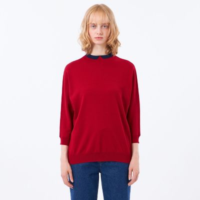 限定色✨マッキントッシュ フィロソフィー クレリックカラーニット 5分袖 未使用 Cleric Collar Knit（クレリックカラーニット