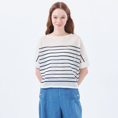 ＜MACKINTOSH PHILOSOPHY (Women)＞シアーボーダーワイドニット