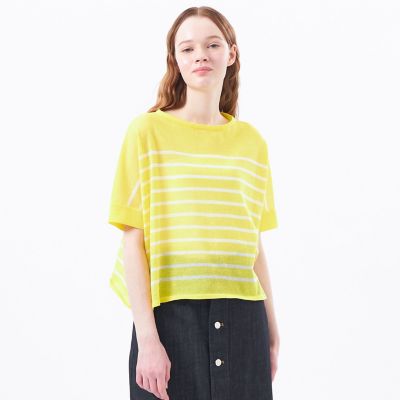 Mackintosh 【SALE】MACKINTOSH PHILOSOPHY (Women)/マッキントッシュ フィロソフィー シアーボーダーワイドニット 60イエロー×ホワイト トップス【三越伊勢丹/公式】