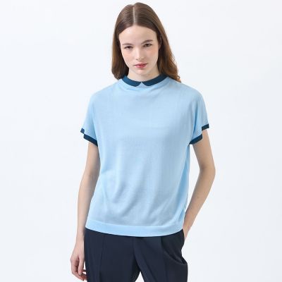 Mackintosh 【SALE】MACKINTOSH PHILOSOPHY (Women)/マッキントッシュ フィロソフィー【Cleric Collar Knit】シアードルマン 20ライトブルー トップス【三越伊勢丹/公式】