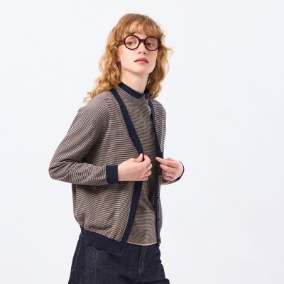 ＜MACKINTOSH PHILOSOPHY (Women)＞バイカラーファインコットンカーディガン