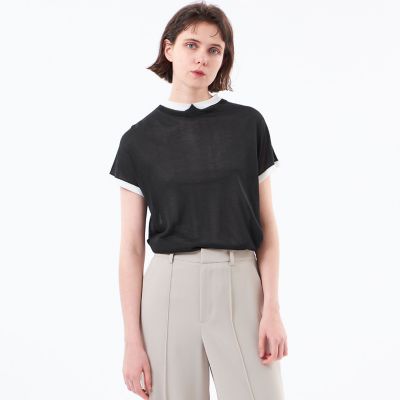 Mackintosh 【SALE】MACKINTOSH PHILOSOPHY (Women)/マッキントッシュ フィロソフィー【Cleric Collar Knit(クレリックカラーニット)】シアードルマン 09ブラック トップス【三越伊勢丹/公式】