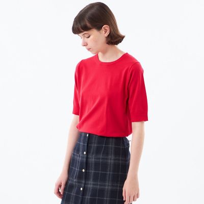 Mackintosh MACKINTOSH PHILOSOPHY (Women)/マッキントッシュ フィロソフィー レーヨンミックスハーフスリーブニット 17レッド トップス【三越伊勢丹/公式】