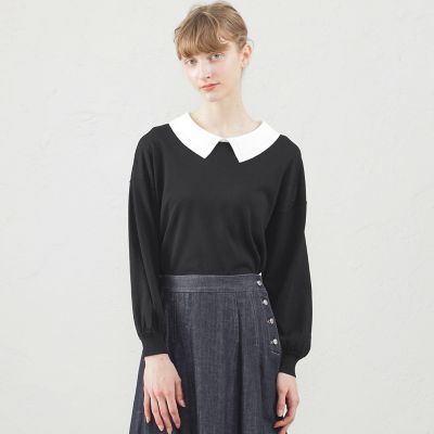 ＜MACKINTOSH PHILOSOPHY (Women)＞アイレットカラーパフスリーブニット