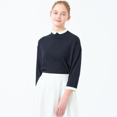 ＜MACKINTOSH PHILOSOPHY (Women)＞Ｃｌｅｒｉｃ　Ｃｏｌｌａｒ　Ｋｎｉｔ　ワイドフィット（七分袖）