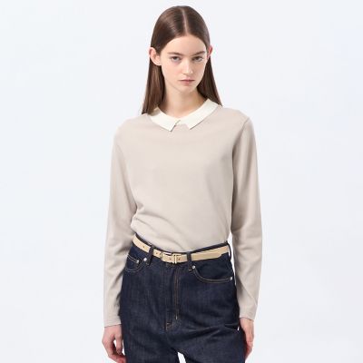 ＜MACKINTOSH PHILOSOPHY (Women)＞【Ｂｉｃｏｌｏｒ　Ｋｎｉｔ　Ｐｏｌｏ（バイカラーニットポロ）】ロングスリーブ