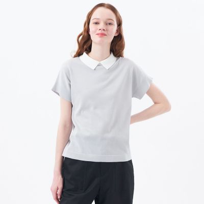 ＜MACKINTOSH PHILOSOPHY (Women)＞【Ｂｉｃｏｌｏｒ　Ｋｎｉｔ　Ｐｏｌｏ（バイカラーニットポロ）】ハーフスリーブ