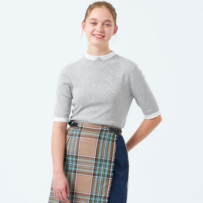 ＜MACKINTOSH PHILOSOPHY (Women)＞【２０２５年春夏モデル】Ｃｌｅｒｉｃ　Ｃｏｌｌａｒ　Ｋｎｉｔ　ハーフスリーブ