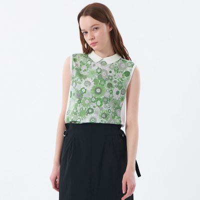 ＜MACKINTOSH PHILOSOPHY (Women)＞リバティコンビノースリーブポロニット