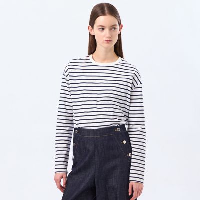 Mackintosh MACKINTOSH PHILOSOPHY (Women)/マッキントッシュ フィロソフィー ラウンドヘムシルケットボーダーカットソー 29ネイビー トップス【三越伊勢丹/公式】